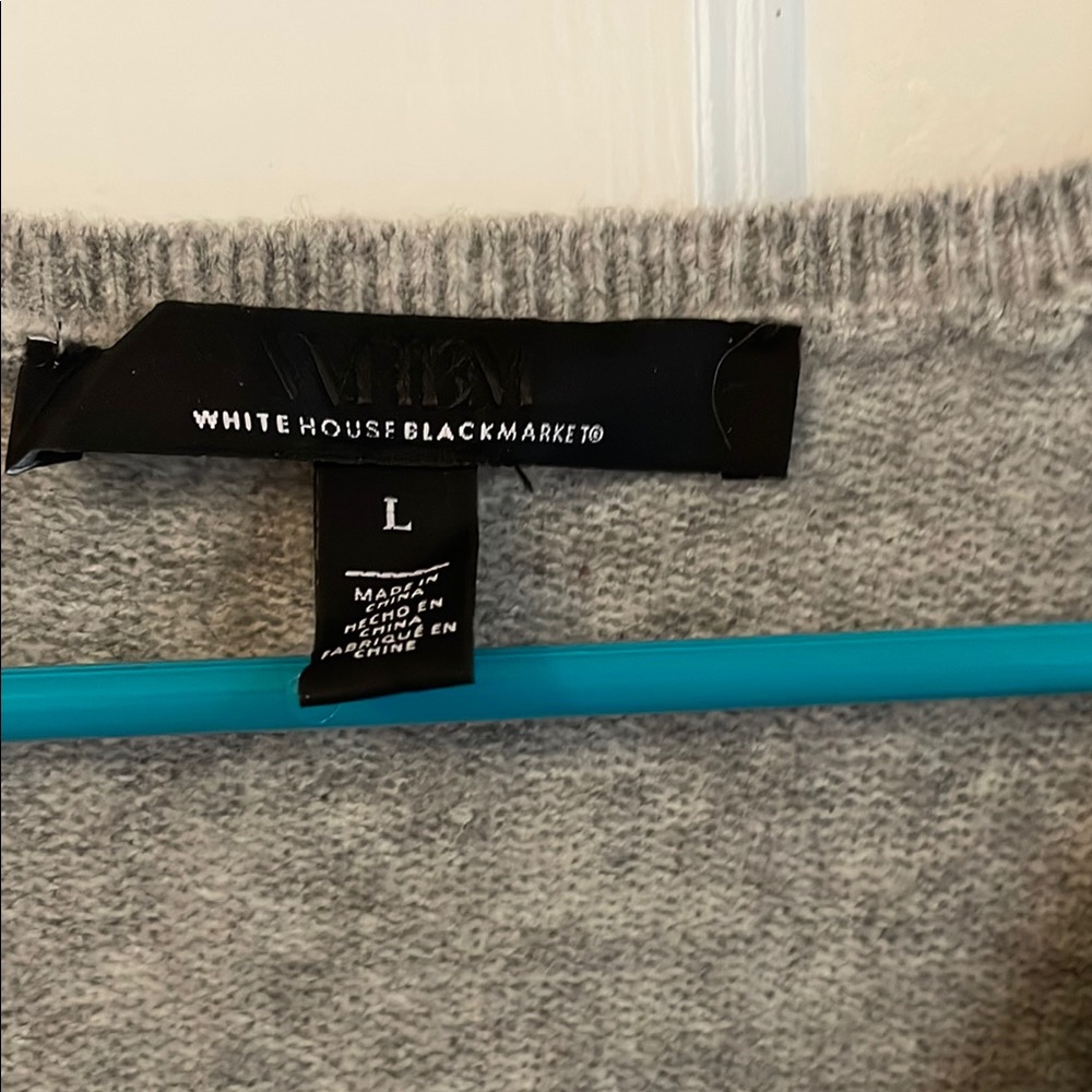 White House Black Market Gray Ruched Long Sleeve sweater - Picture 2 of 3